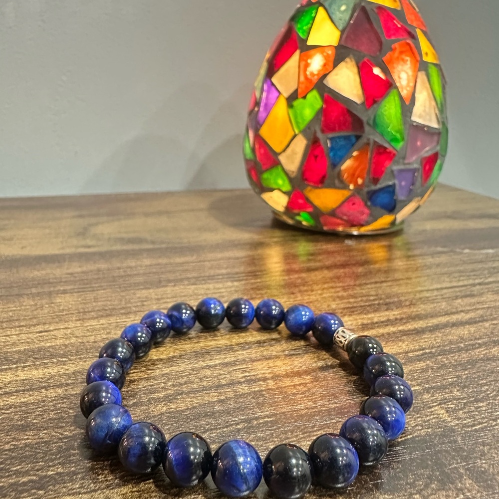 Blue Tiger's Eye Beaded Bracelet